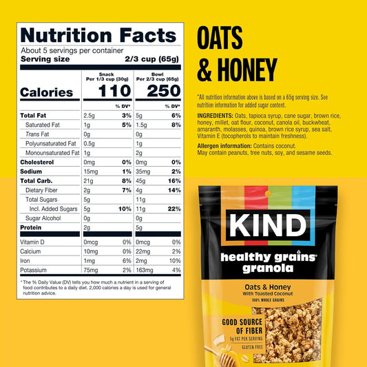 100% whole grain clusters delivering 44g whole grains per serving