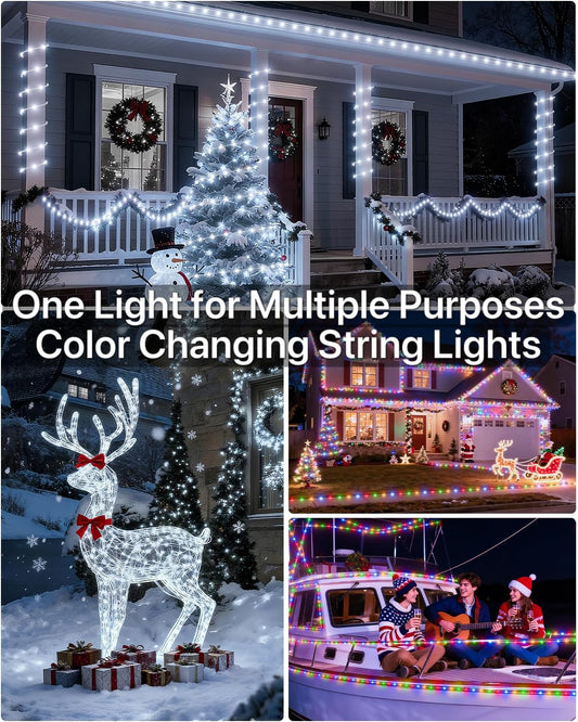 11 lighting modes and 4 adjustable brightness levels controlled via plug button or remote