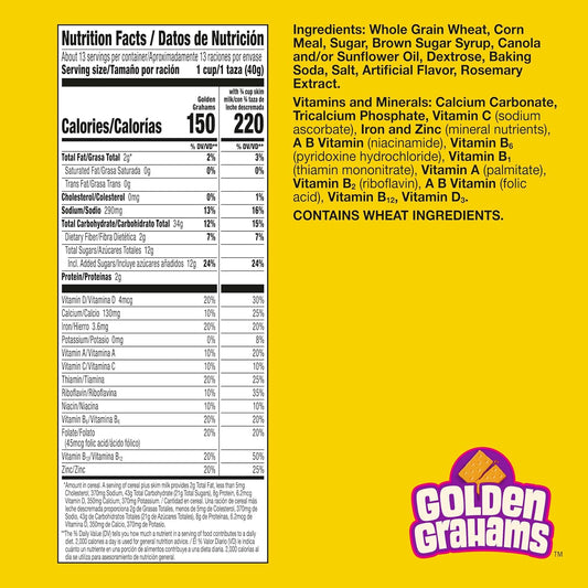 14g whole grain per serving, good source of calcium, 12 vitamins and minerals