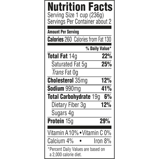 15g protein per serving from beef, pork, and textured soy flour