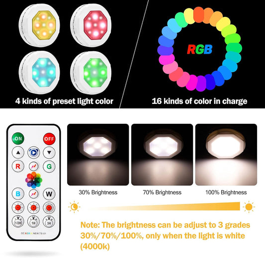 16 selectable colors across 4 dynamic modes (jump, flash, gradient, slow jump) plus warm white 3500k