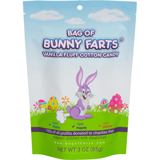 3-ounce single-serving sealed bag of cotton candy (fruit punch pink for bunny; equivalent flavors for other themes)