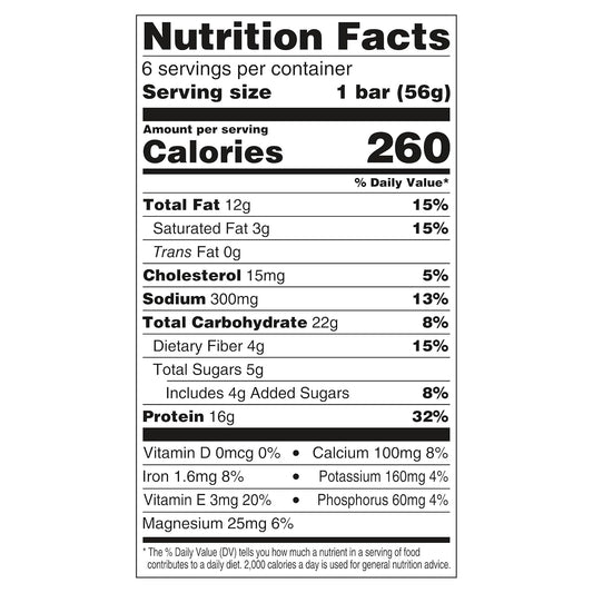 5g sugar per bar (60% less than original clif builders)