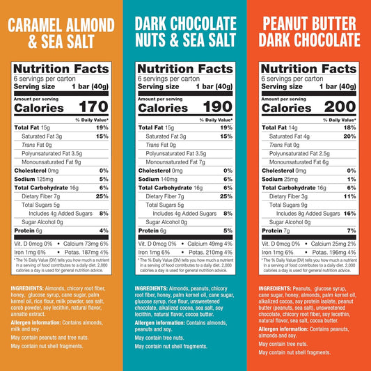 6-7g protein and 3-7g fiber per bar for balanced macronutrients