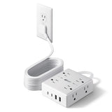 VoltaHub Tower – Clean Desk Charging Station, Ultra-Thin Flat Plug Power Strip with Neutral White Finish