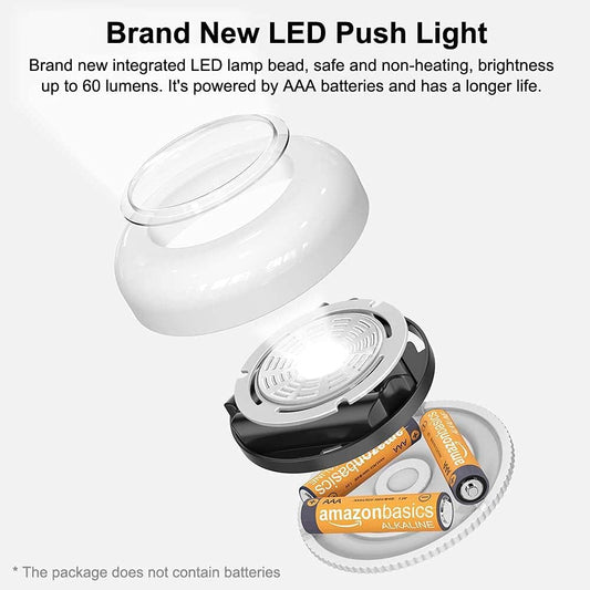 aaa battery powered (3 per puck) delivering 120 hours of continuous runtime