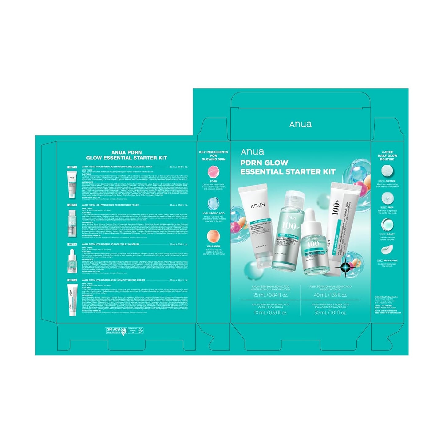 Anua Essential 4-Step PDRN Skincare System – Clean, Unscented Routine for Effortless Glass Skin