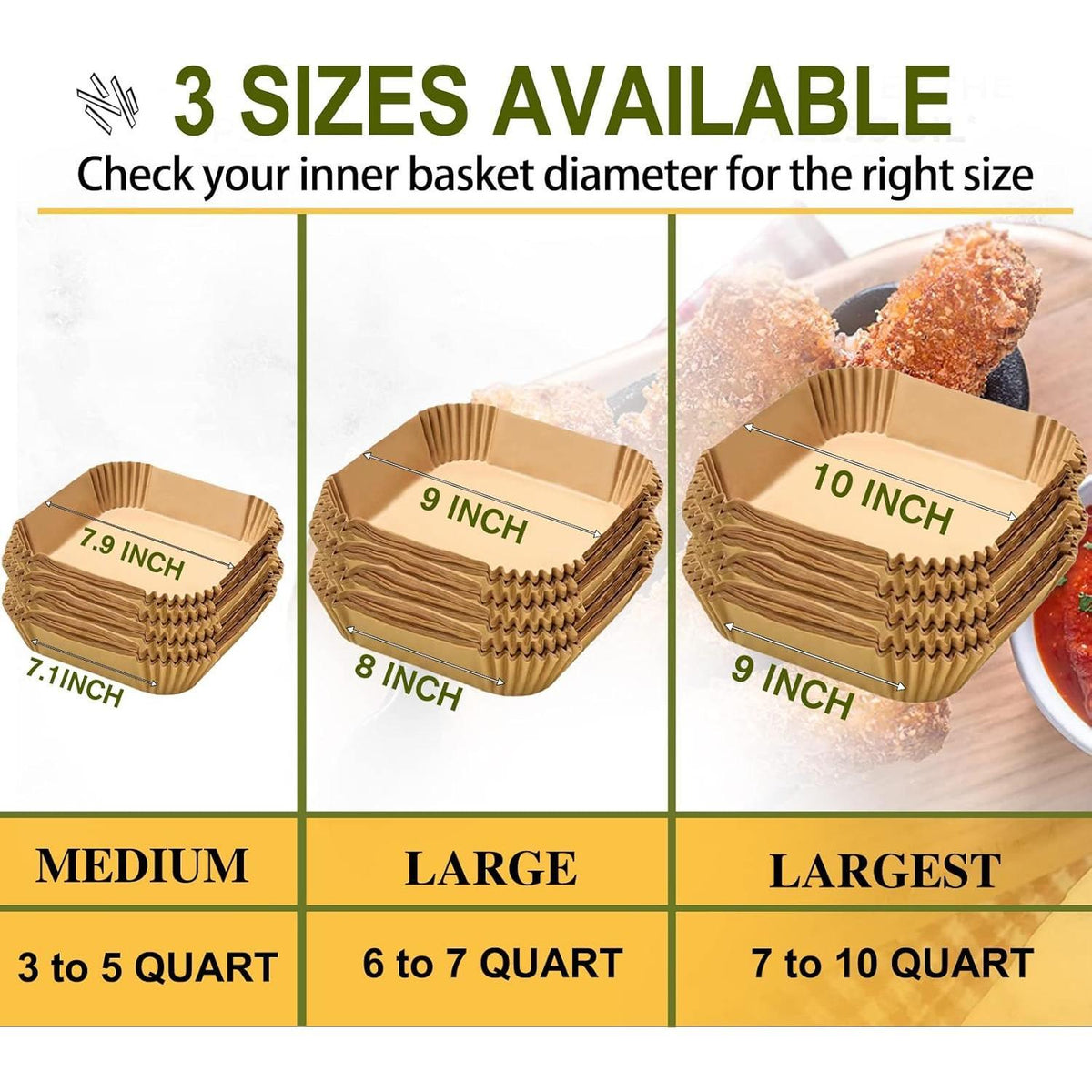 Aobnum Air Fryer Paper Liners Bulk – Chemical-Free Disposable Parchment Squares for Nutritious Family Meal Prep
