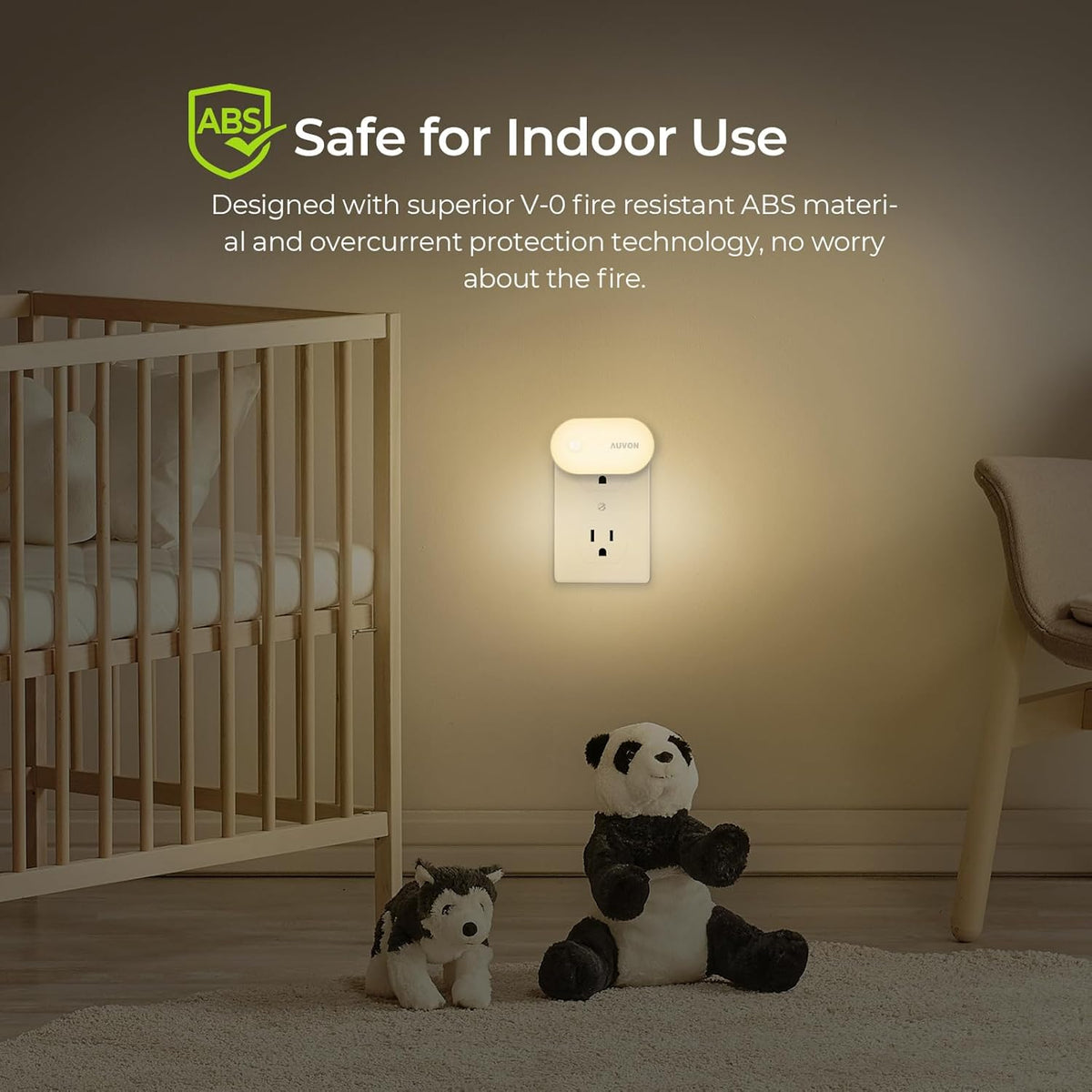 AUVON Motion Sensor Night Light – Dimmable Warm White Plug in for Nursery, Kids Bedroom and Bathroom Bedtime Safety