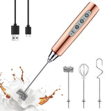 YUSWKO USB Milk Frother for Lattes – Aesthetic Coffee Bar Accent, Sleek Rechargeable Whisk in Pastel and Neutral Tones