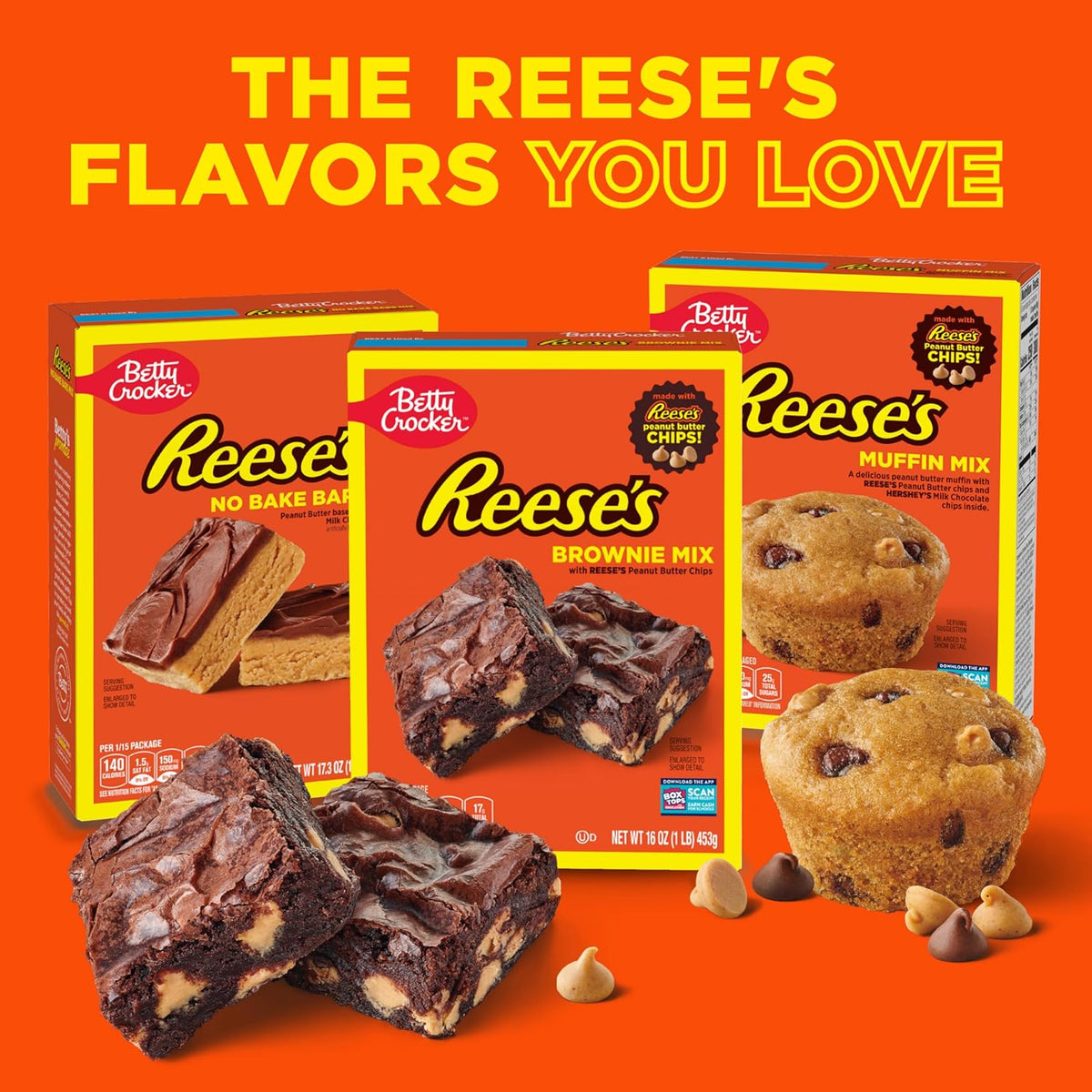 Betty Crocker REESE'S Peanut Butter No-Bake Bars – Edible Food Gift for Housewarming Occasions, 17.3 oz