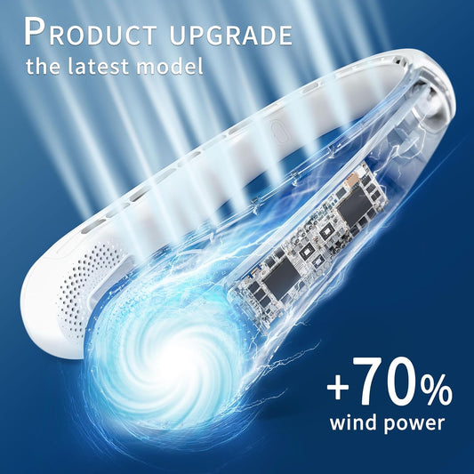 bladeless wearable neck design with 60 turbine blades and 360° surround airflow