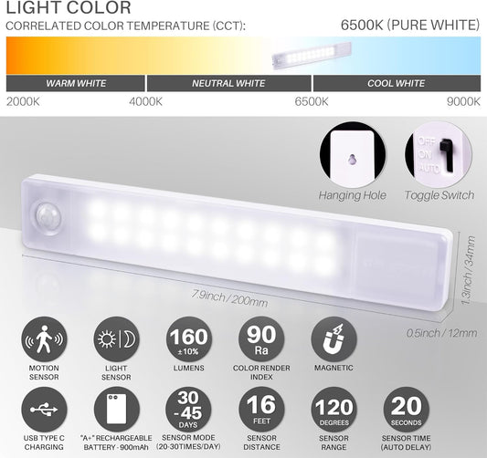 built-in light sensor that disables activation in bright environments to save battery