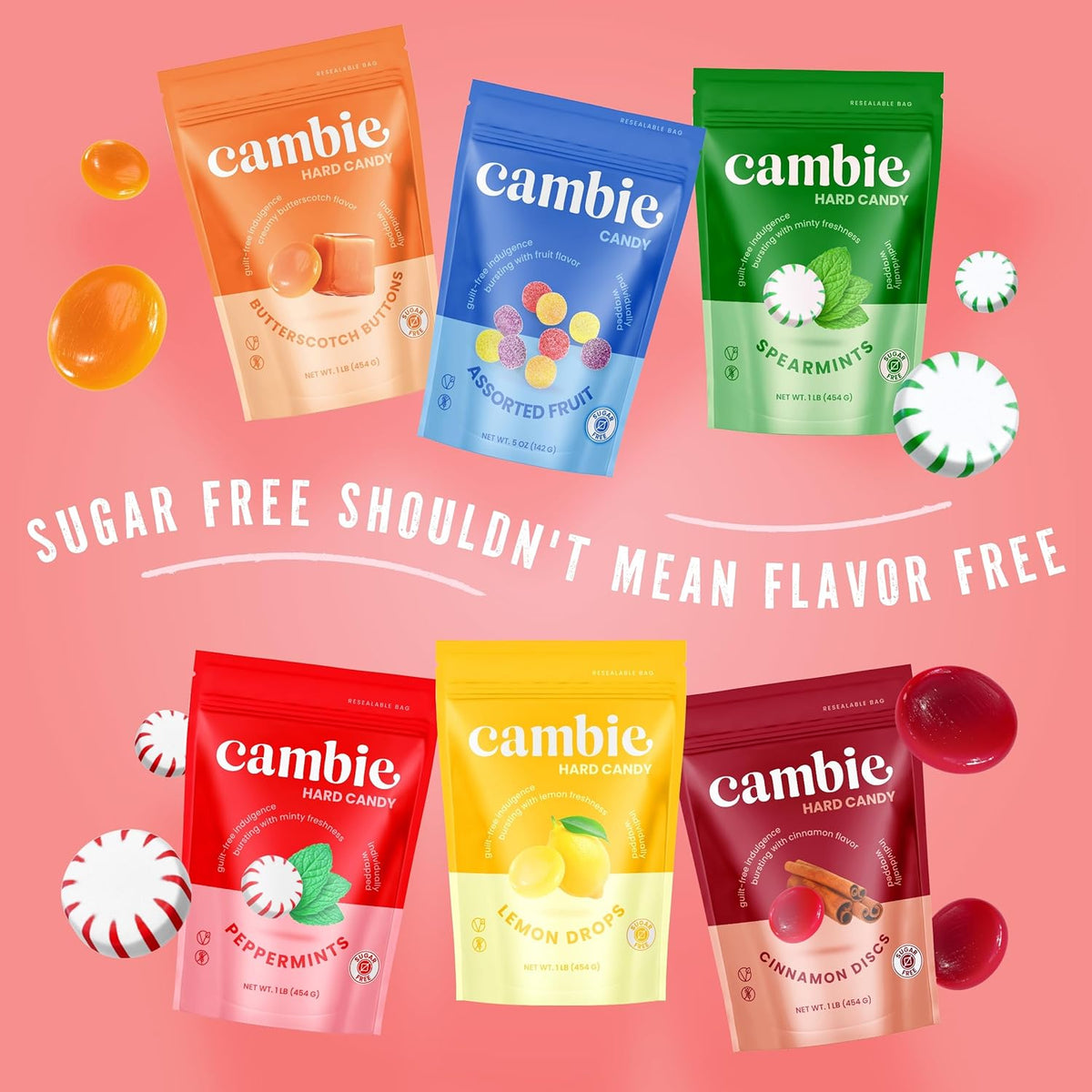 Cambie Sugar Free Spearmint Hard Candy – Mindful Evening Treat for Keto Wellness Routines, 1 lb Bulk