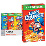 Cap'n Crunch Cereal Variety Pack of 4 Large Boxes – Kid Friendly Pantry Staple for Quick Morning Breakfast