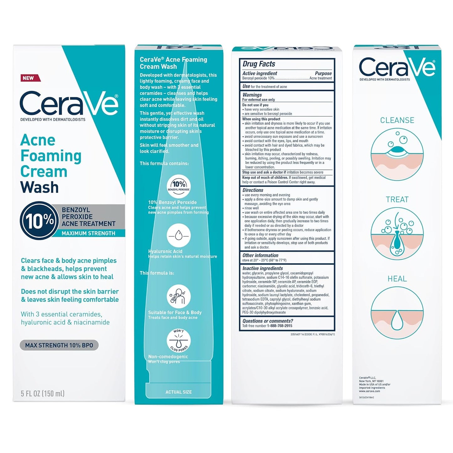 CeraVe Acne Foaming Cream Wash – Calming Nightly Acne Treatment Ritual for Sensitive Skin