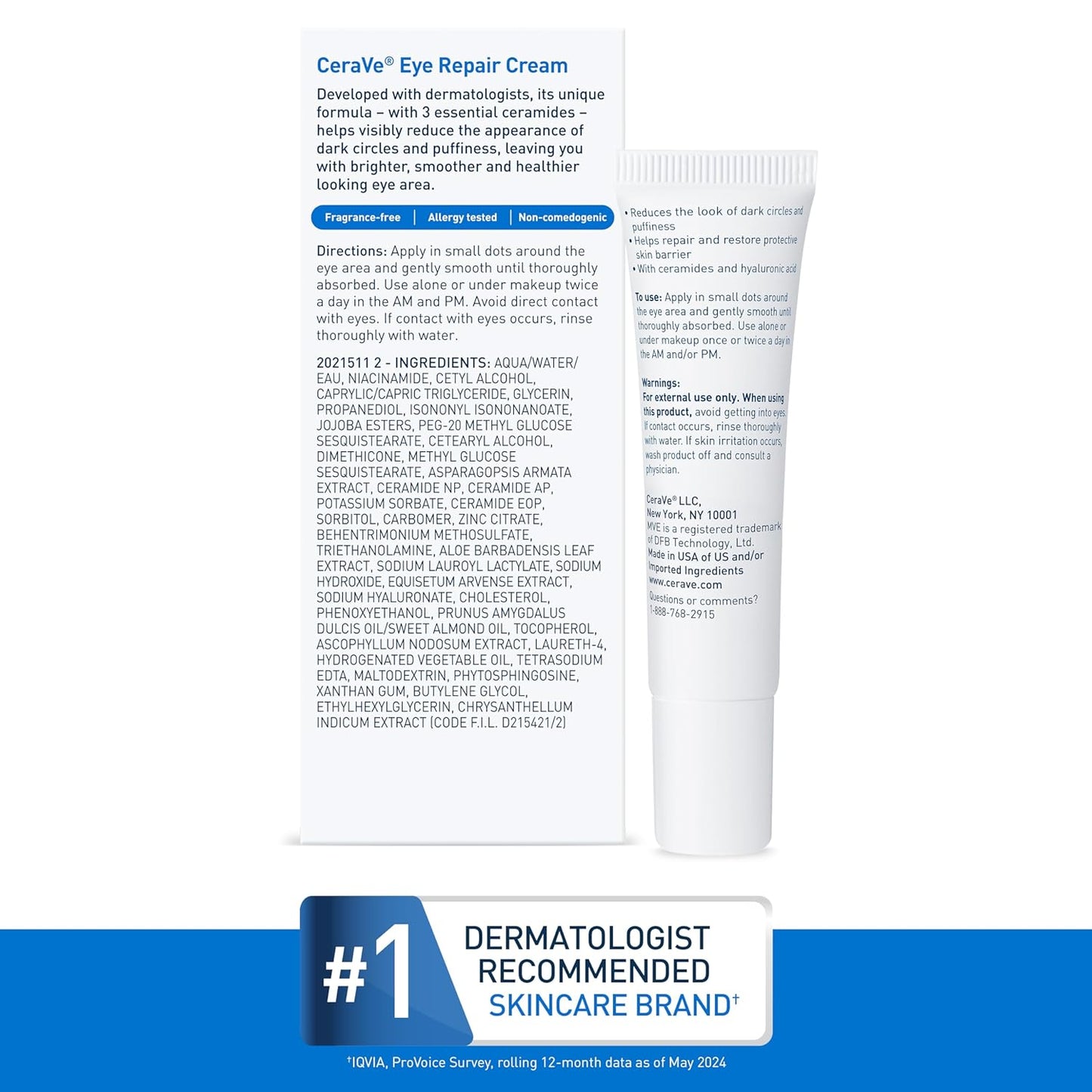 CeraVe Eye Repair Cream – Daily AM and PM Self-Care Ritual for Puffiness and Hydration