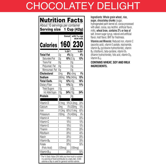 chocolatey chunks mixed with crunchy wheat and rice flakes