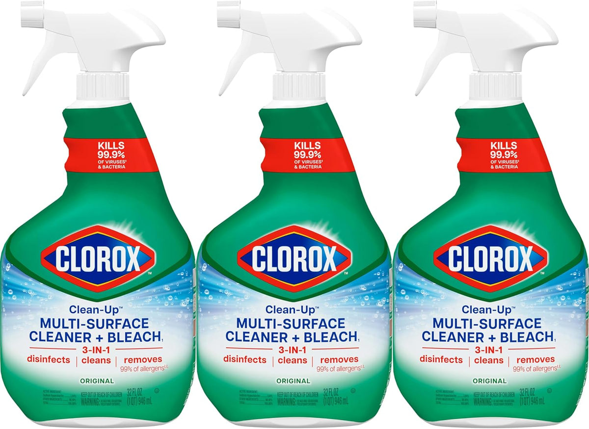 Clorox Multi Surface Cleaner – Worry-Free Germ Kill for High-Touch Kitchen and Bathroom Surfaces, 32 Oz Trigger Spray, 3 Pack