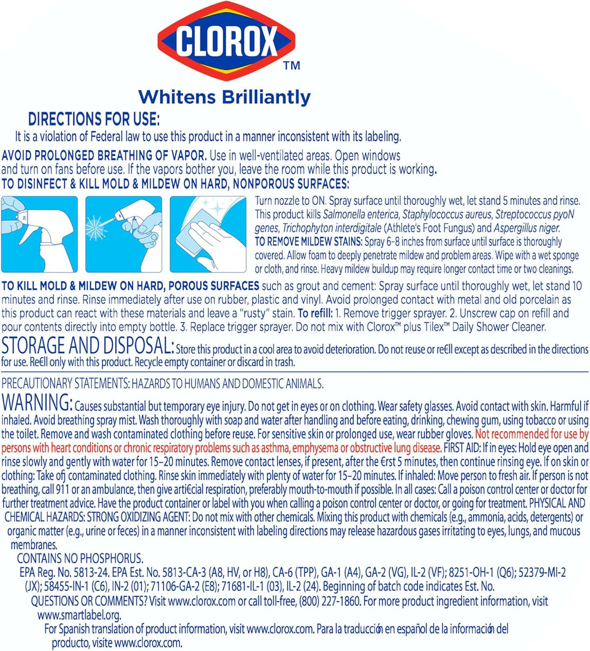Clorox Tilex Mold and Mildew Remover – Camping and Picnic Area Mold Remover for Vinyl Furniture, Pack of 3