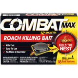 Combat Max Roach Bait Stations for German Roaches – Set-and-Forget Small Roach Killer for Home Office and Kitchen, 12-Month Protection, 18 Count
