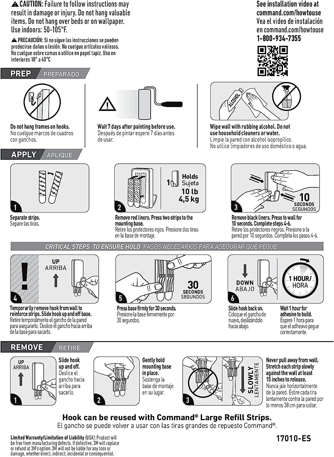 Command 10 lb XL Heavyweight Hook – Minimalist White Adhesive Hooks for Uncluttered Apartment Walls and Heavy Item Storage