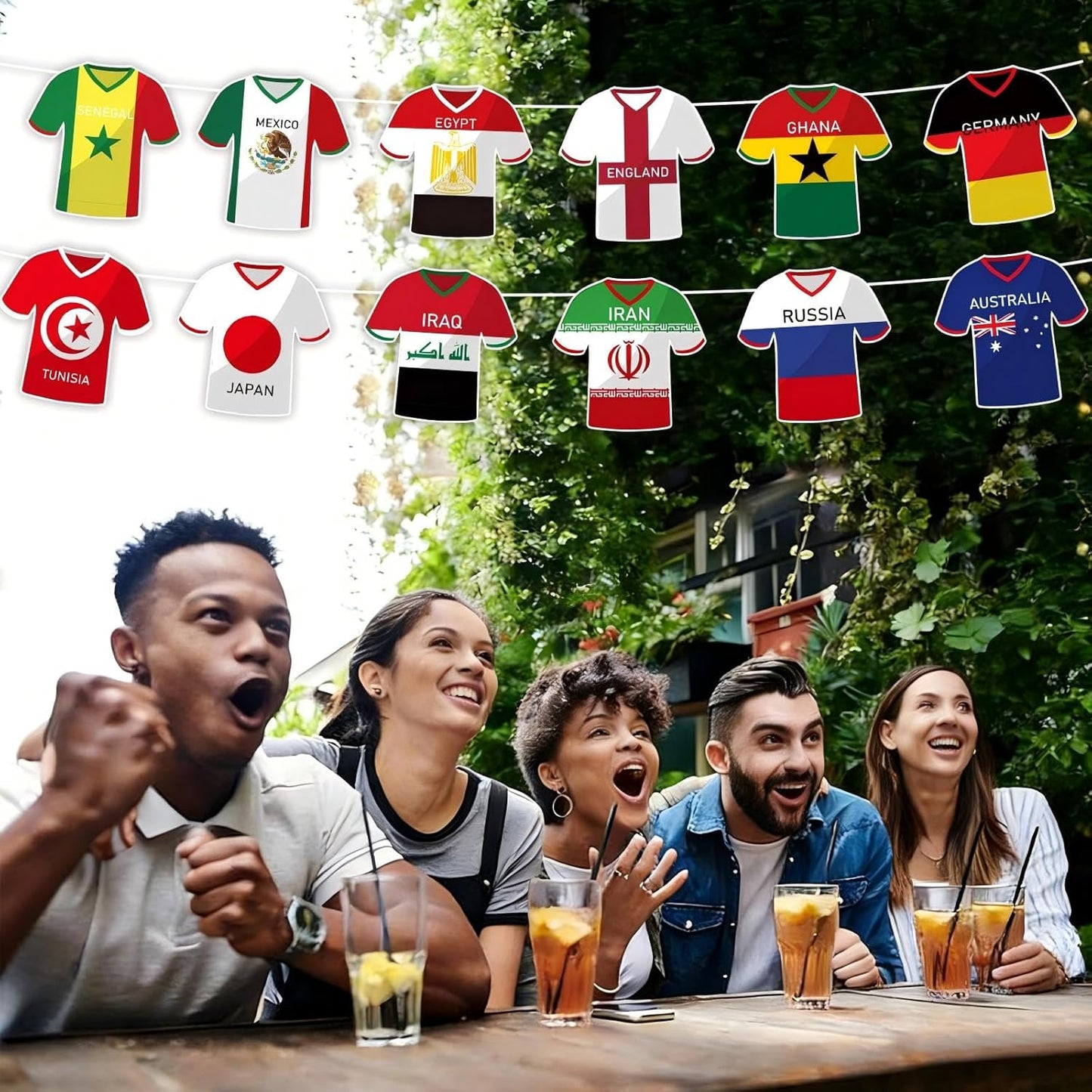 Country Flags Bunting – World Cup Birthday Gift for Die-Hard Soccer Fans, 49 Nation Jersey Garland