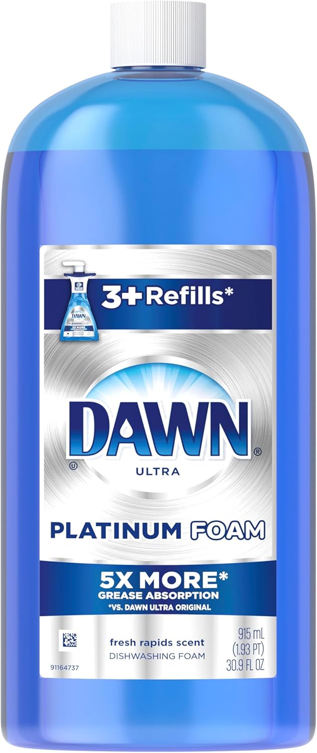 Dawn Fresh Rapids Dish Soap Foam – One-Pump Suds for the Busy Family Sink, 5X Grease Cutting Pack of 6
