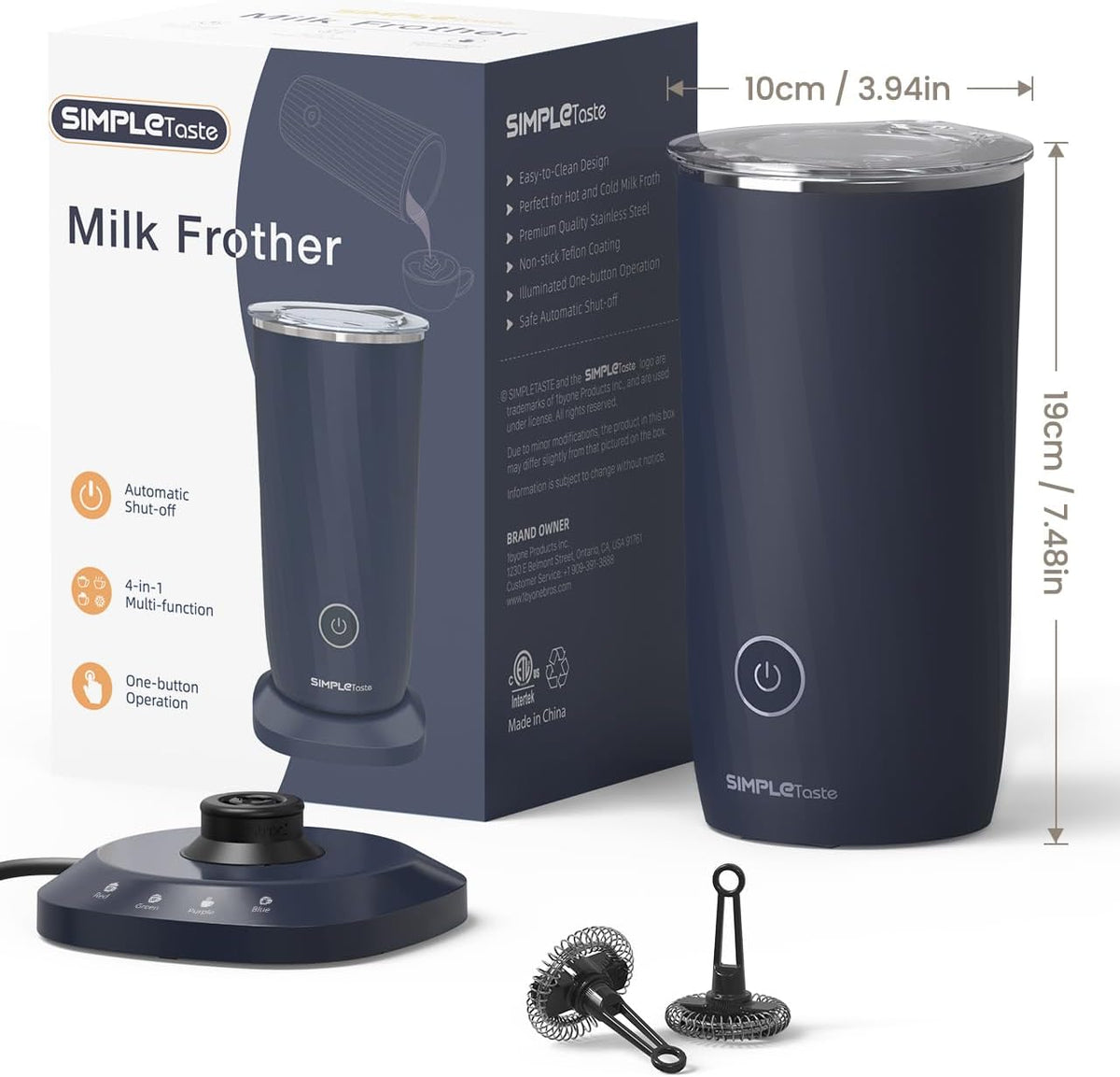 detachable base with dry-burn protection for safety and easy cleaning