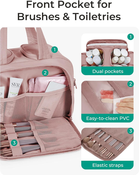 double side full-open zipper design allowing bottles to stand upright in the middle compartment
