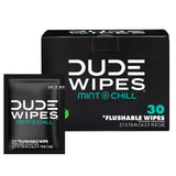 DUDE Wipes On-The-Go Flushable Travel Wipes – Office Bathroom Refresh Between Meetings, 30 Individually Wrapped Sachets