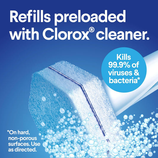 each pad preloaded with clorox disinfectant cleaner that kills 99.9% of germs