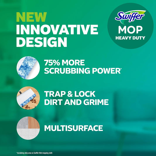 enhanced scrubbing strips delivering 75% more scrubbing power vs. standard swiffer wet cloths