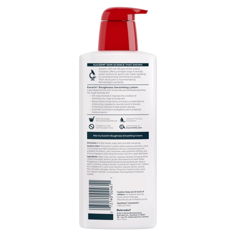 Eucerin Roughness Relief Body Lotion – 72-Hour Hydration for Adults with Dry, Bumpy Skin in a Soothing Daily Ritual