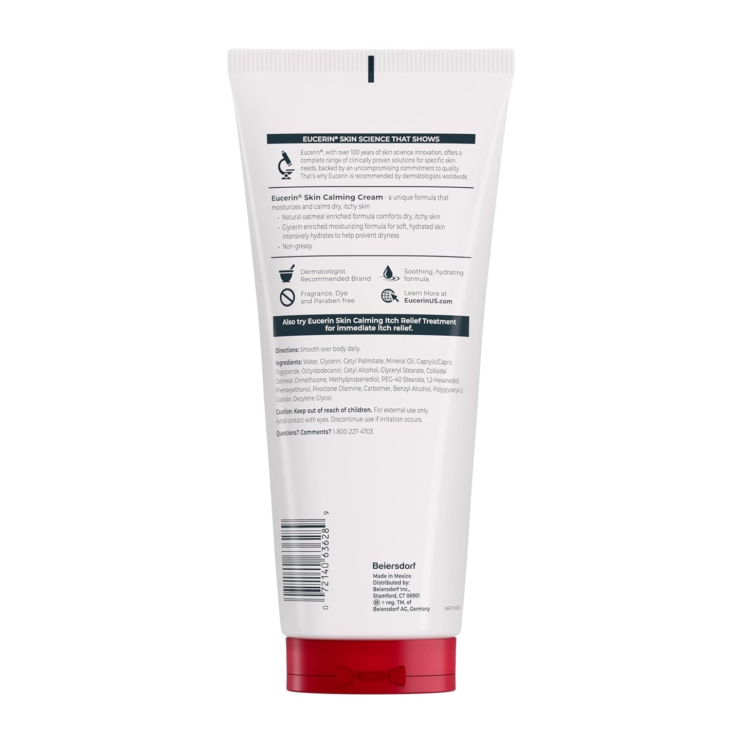 Eucerin Skin Calming Cream - Nightly Body Lotion for Dry Skin Self-Care Ritual, 14 oz. Tube