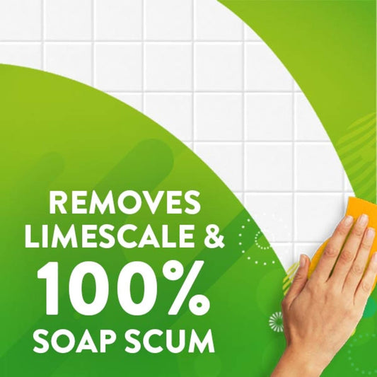 foaming action that clings to vertical shower and tub surfaces
