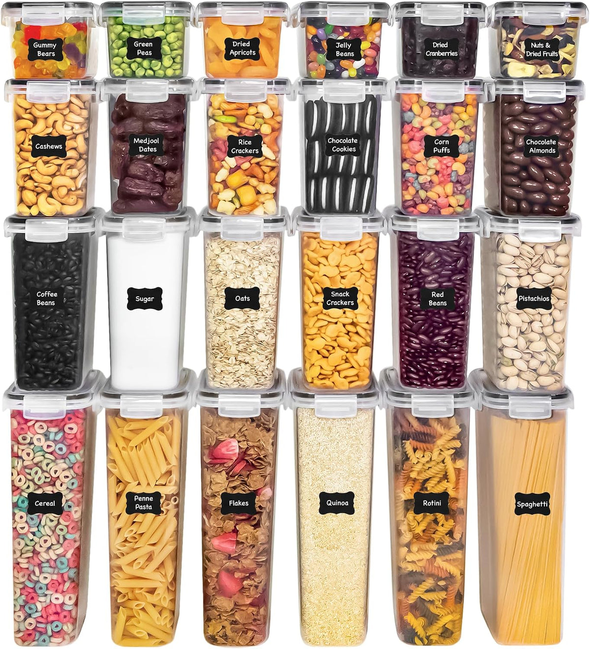 Freshware Kitchen Storage Containers – Holiday Gift for Organizer Lovers, Labels and Marker Included