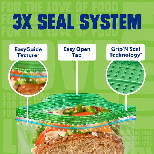 grip 'n seal zipper technology for confident closure
