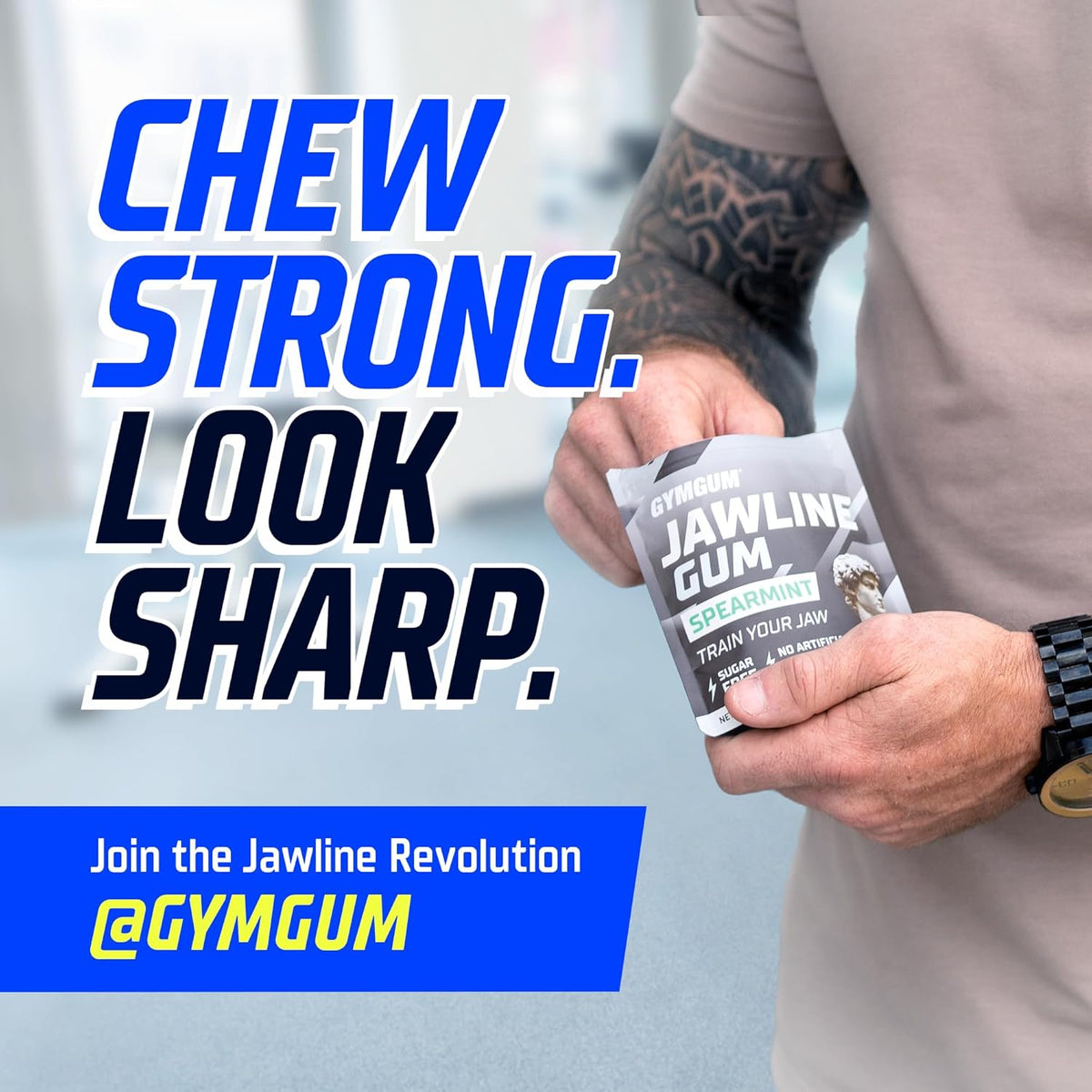 GYMGUM Jawline Gum Ultra Hard Chewing Gum | Elevated Daily Chew in a Refined Slim Sleeve for Connoisseurs