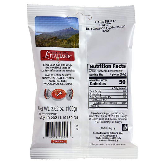 hard candy shell with natural red orange flavoring