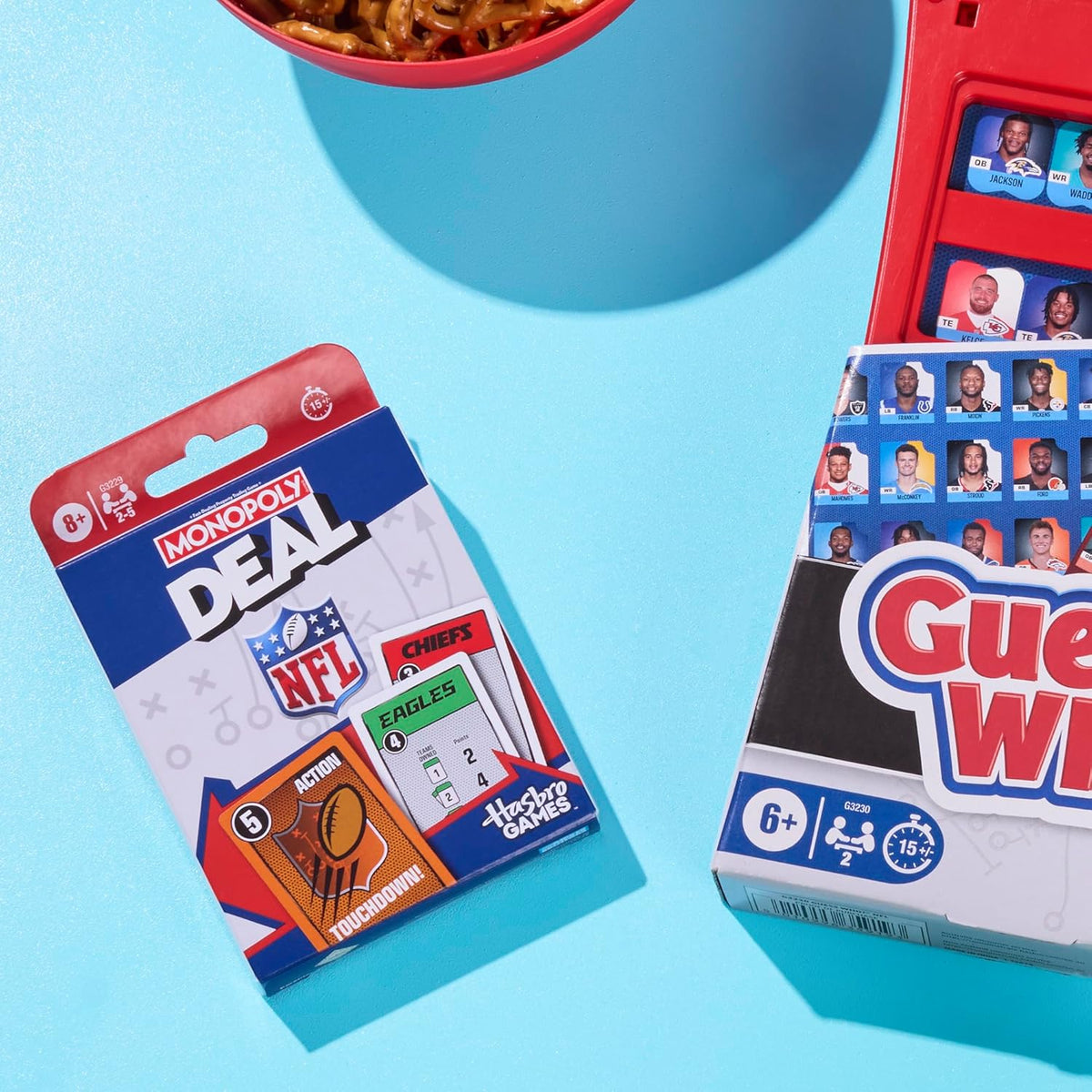 Hasbro Gaming Guess Who? NFL Edition – Portable Travel Board Game for Tailgates, Camping, and Hotel Stays