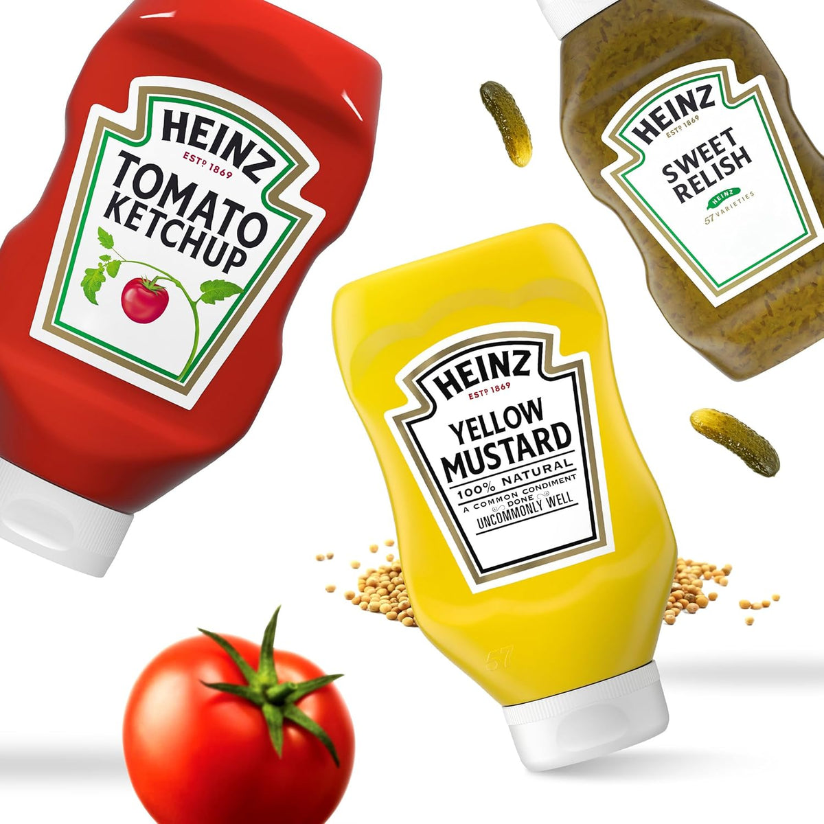 Heinz Tomato Ketchup, Sweet Relish & Yellow Mustard Trio – Ready-to-Give Host Gift for BBQ Lovers