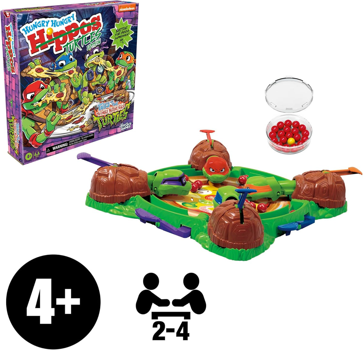 Hungry Hungry Hippos: Teenage Mutant Ninja Turtles Edition – Mindful 10-Minute Wind-Down Game for Bedtime Routine, Ages 4 and Up