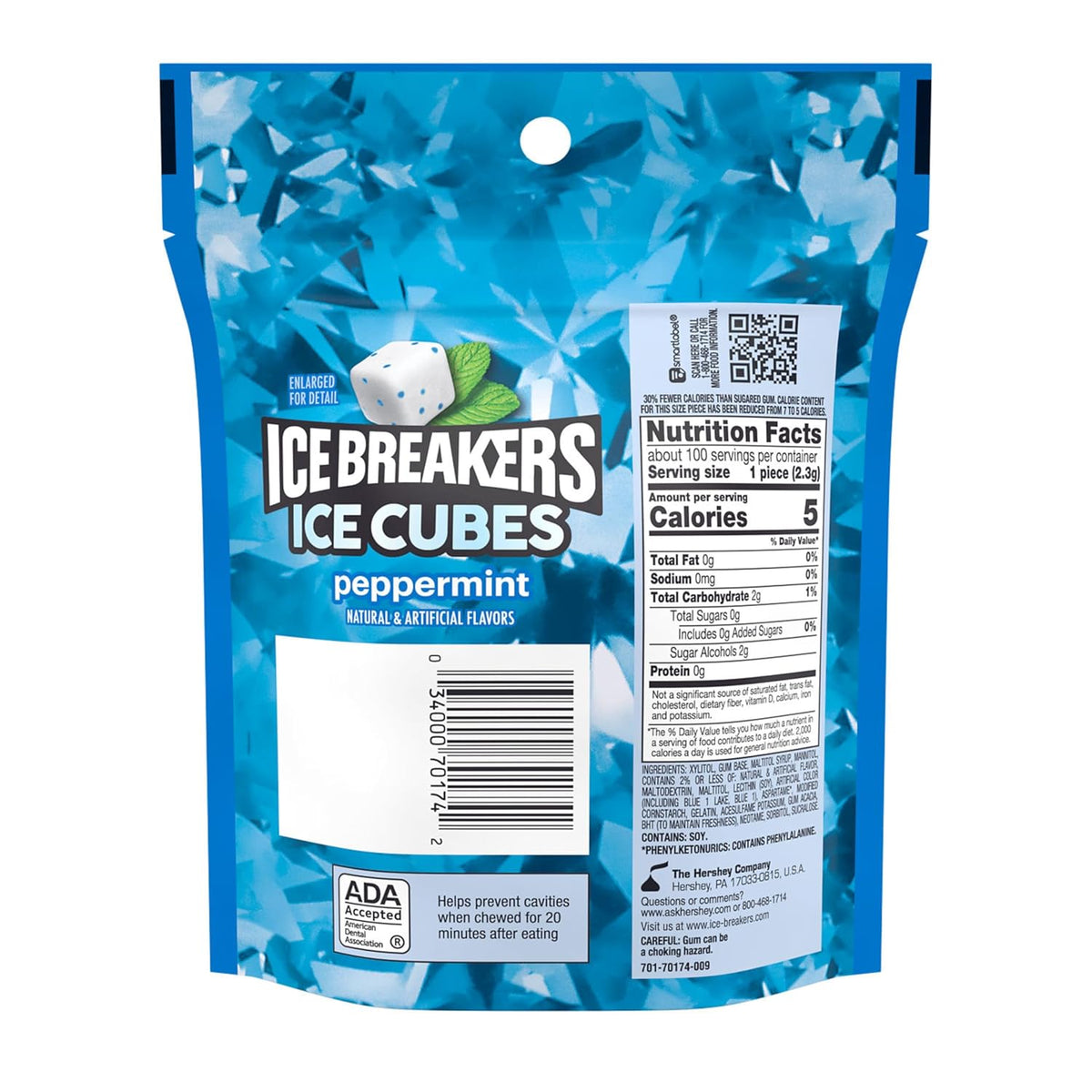 ICE BREAKERS Ice Cubes Peppermint Sugar Free Chewing Gum, 8.11 oz Bulk – Valentine's Day Classroom Exchange and Sweetheart Treat