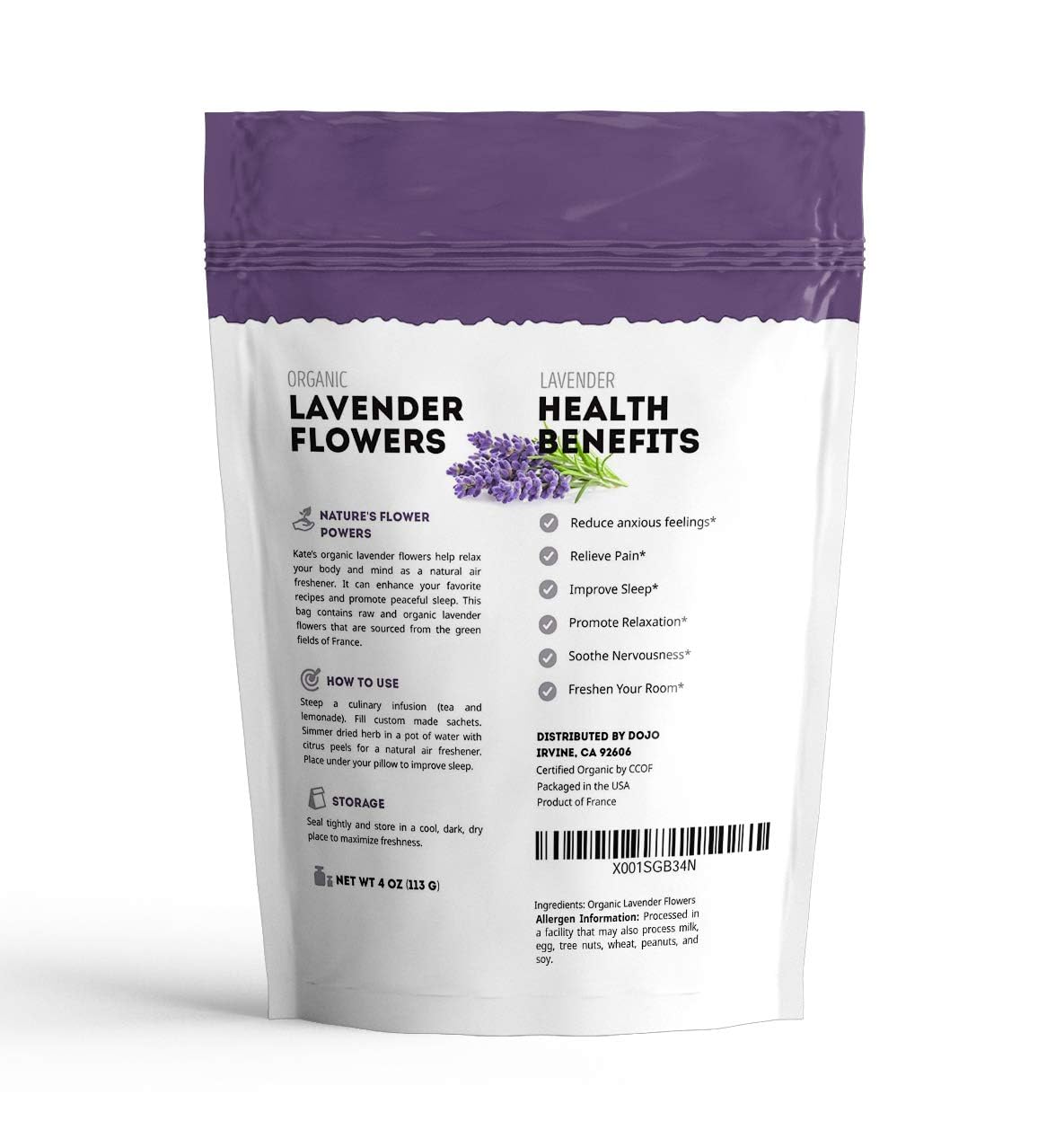 Kate Naturals Organic Lavender Flowers – Stress-Relief Nervine Tea Blend Base for Mindful Evenings