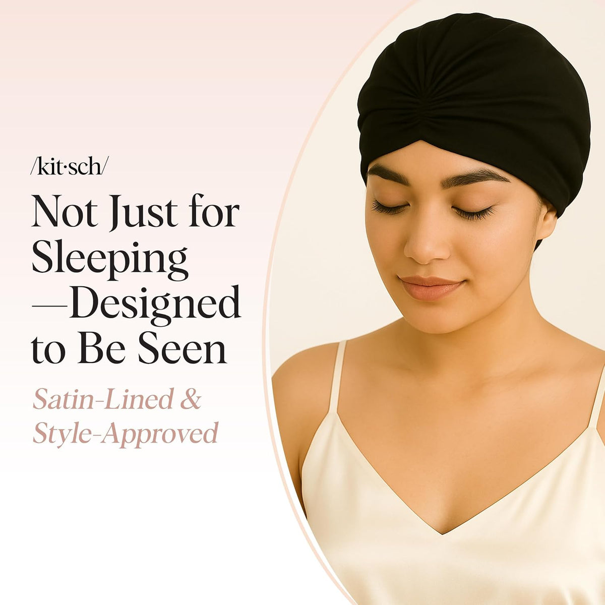 Kitsch Satin Lined Beanie – Wind-Down Hair Protection for Women, Gentle Sleep Bonnet for Frizz-Free Mornings