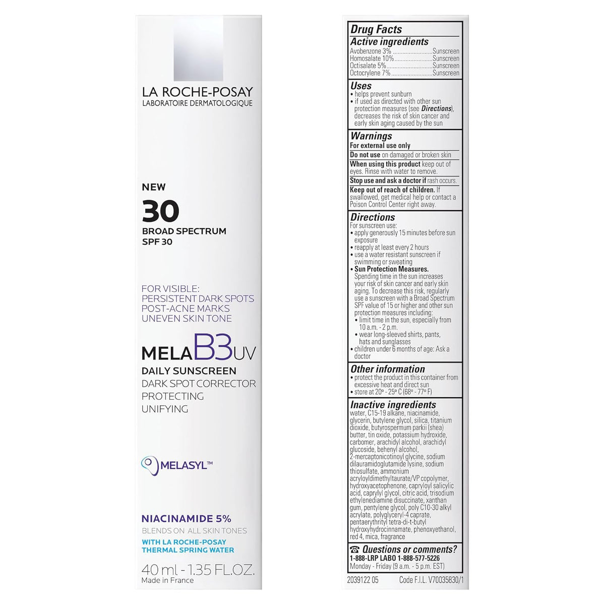 La Roche-Posay Mela B3 UV Daily Sunscreen – Oxybenzone-Free SPF 30 for Sensitive & Health-Conscious Skin