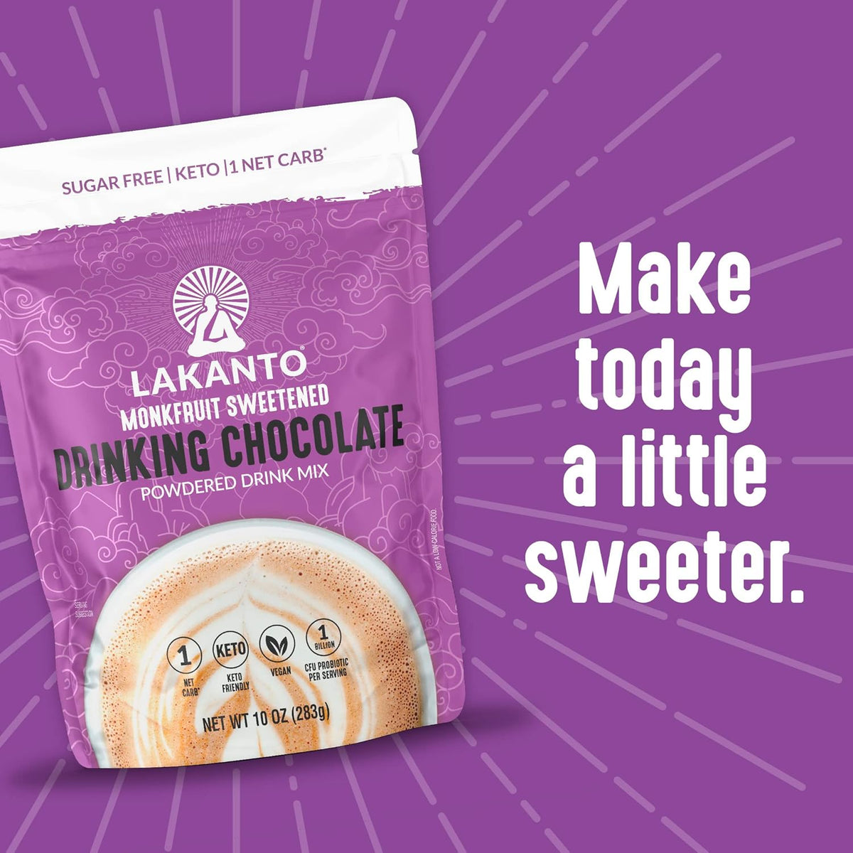 Lakanto Monk Fruit Drinking Chocolate - Valentine's Day Gift for Health-Conscious Couples, Sugar-Free Dutch Cocoa Mix with Probiotics
