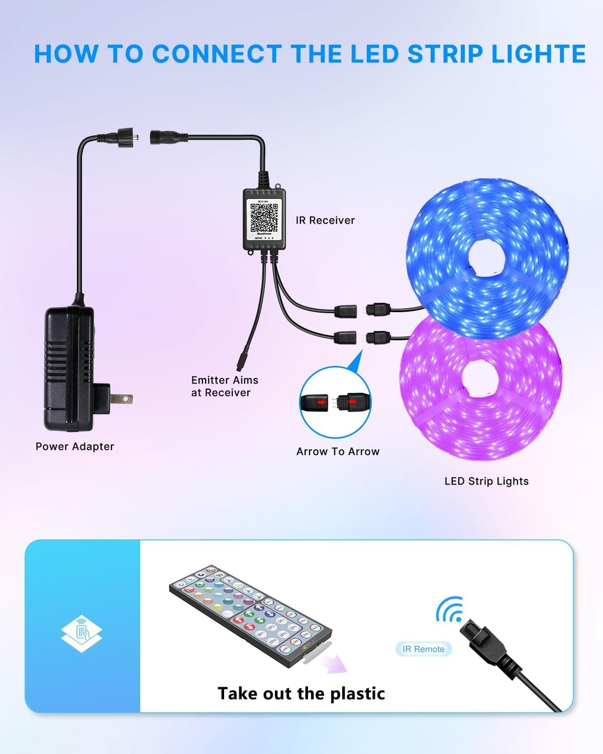 LEDMO 100ft RGB LED Strip Lights with Bluetooth App, Modern Ambient Lighting for Bedroom and Living Room Aesthetic