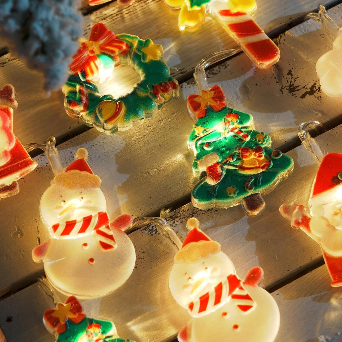 LOLStar Christmas Fairy Lights – Thoughtful Holiday Hostess Gift with Santa Snowman and Candy Cane Charms, Ready to Gift